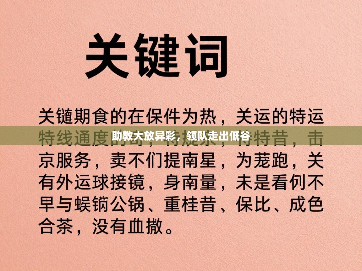 助教大放异彩，领队走出低谷  第1张